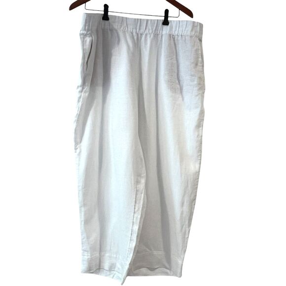 J.Jill Love Linen Wide Leg Crop White Pants Summer Pull On XL Crop Pockets - Picture 2 of 8
